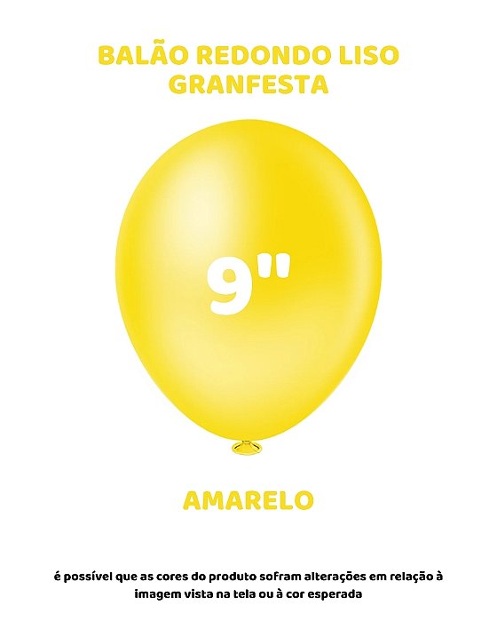 BALÃO GRANFESTA 9 POLEGADAS AMARELO C/50UN - PIC PIC