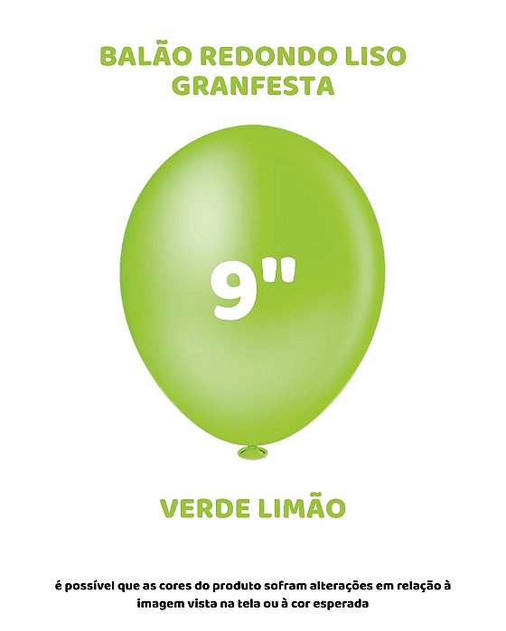 BALÃO GRANFESTA 9 POLEGADAS VERDE LIMÃO C/50UN - PIC PIC