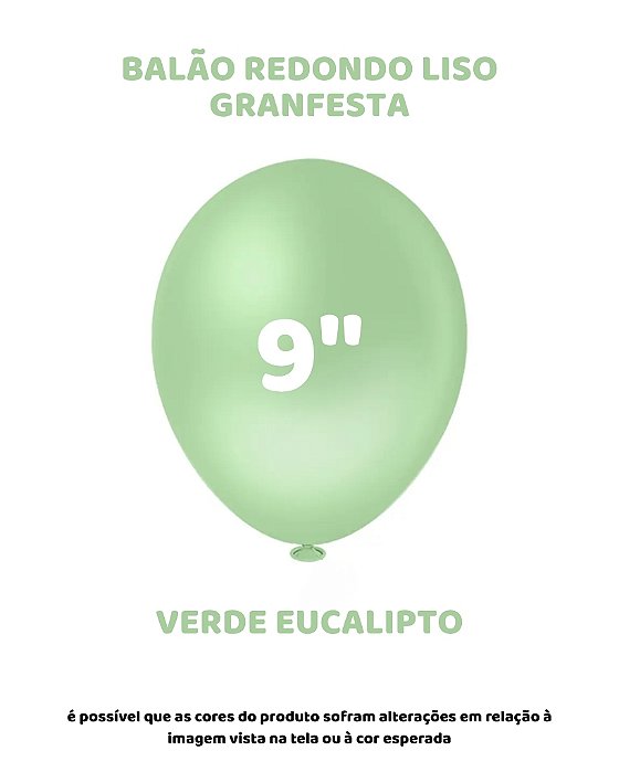 BALÃO GRANFESTA 9 POLEGADAS VERDE EUCALIPTO C/50UN - PIC PIC