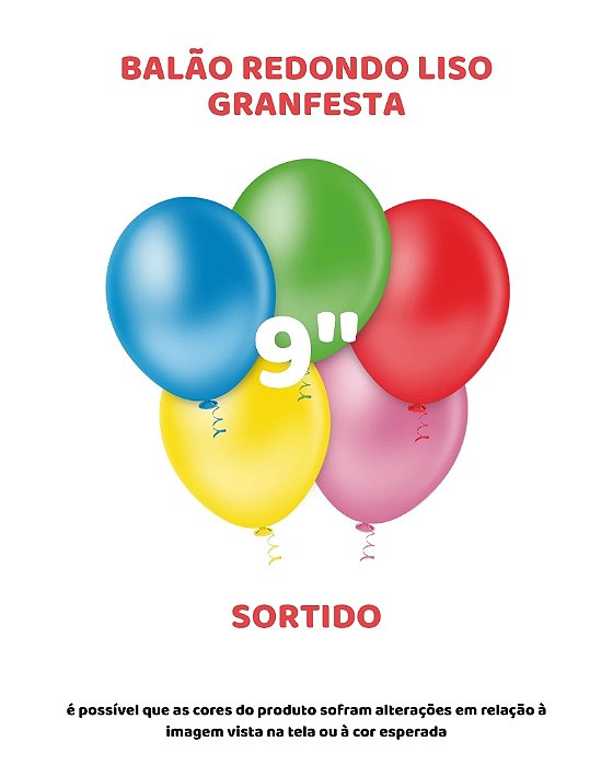 BALÃO GRANFESTA 9 POLEGADAS SORTIDO C/50UN - PIC PIC