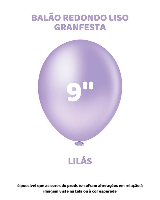 BALÃO GRANFESTA 9 POLEGADAS LILÁS C/50UN - PIC PIC