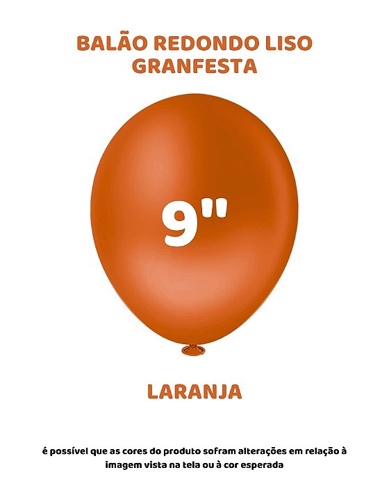 BALÃO GRANFESTA 9 POLEGADAS LARANJA C/50UN - PIC PIC