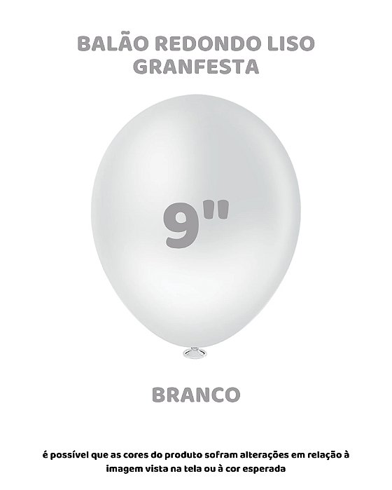 BALÃO GRANFESTA 9 POLEGADAS BRANCO C/50UN - PIC PIC
