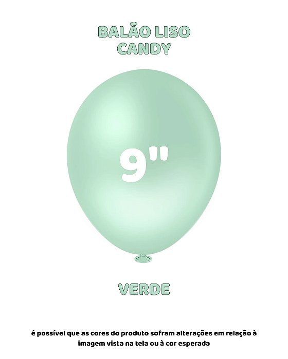 BALÃO CANDY 9 POLEGADAS VERDE C/50UN - PIC PIC