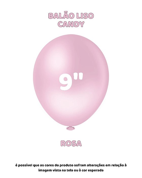 BALÃO CANDY 9 POLEGADAS ROSA C/50UN - PIC PIC