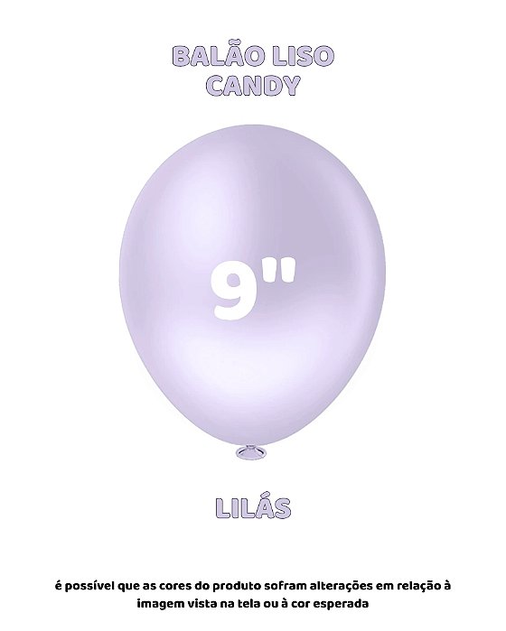 BALÃO CANDY 9 POLEGADAS LILÁS C/50UN - PIC PIC