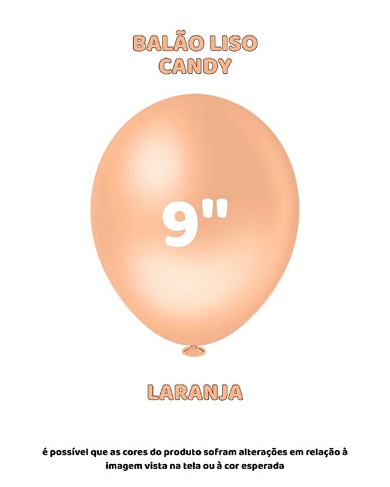 BALÃO CANDY 9 POLEGADAS LARANJA C/50UN - PIC PIC