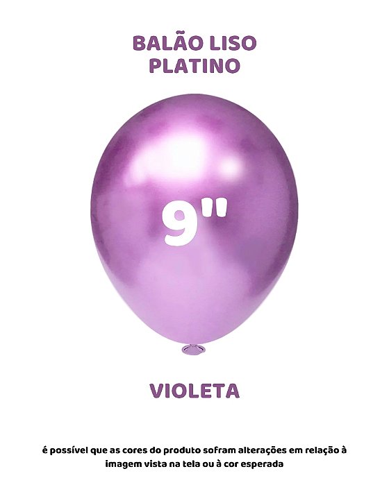 BALÃO PLATINO 9 POLEGADAS VIOLETA C/25UN - PIC PIC