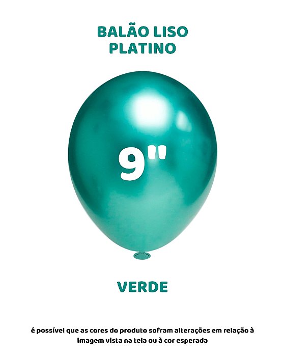 BALÃO PLATINO 9 POLEGADAS VERDE C/25UN - PIC PIC