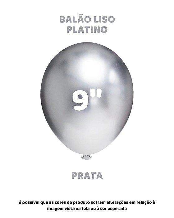 BALÃO PLATINO 9 POLEGADAS PRATA C/25UN - PIC PIC