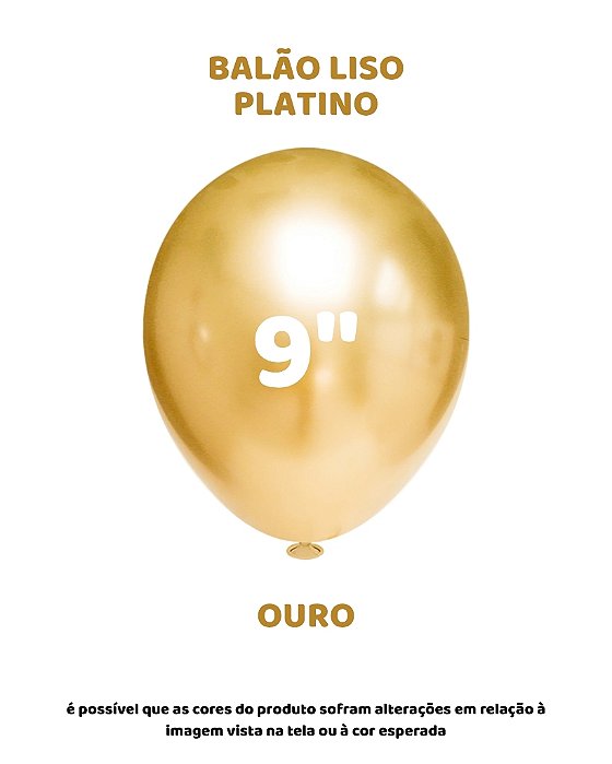 BALÃO PLATINO 9 POLEGADAS OURO C/25UN - PIC PIC
