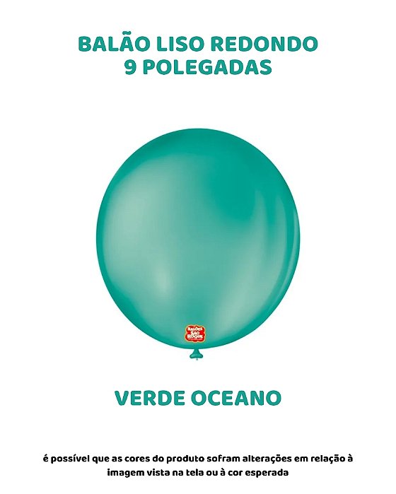 BALÃO 9 POLEGADAS LISO REDONDO C/50UN VERDE OCEANO - SÃO ROQUE