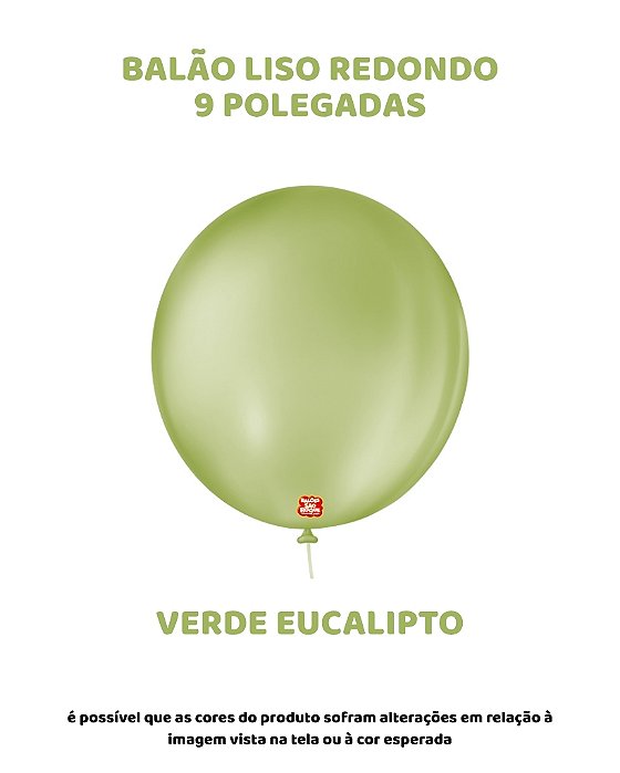 BALÃO 9 POLEGADAS LISO REDONDO C/50UN VERDE EUCALIPTO - SÃO ROQUE
