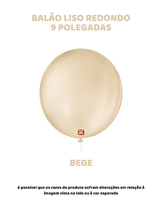 BALÃO 9 POLEGADAS LISO REDONDO C/50UN BEGE - SÃO ROQUE