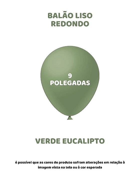 BALÃO 9 POLEGADAS LISO C/50UN VERDE EUCALIPTO- FEST BALL
