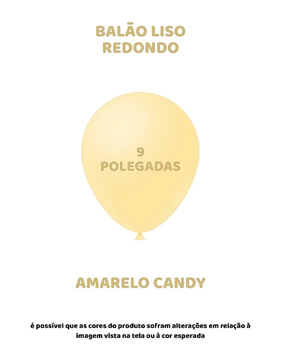 BALÃO 9 POLEGADAS LISO C/50UN AMARELO CANDY - FEST BALL