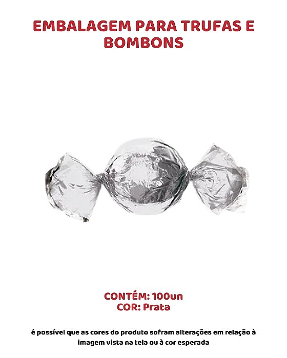 EMBALAGEM PARA TRUFAS E BOMBONS C/100UN - PRATA