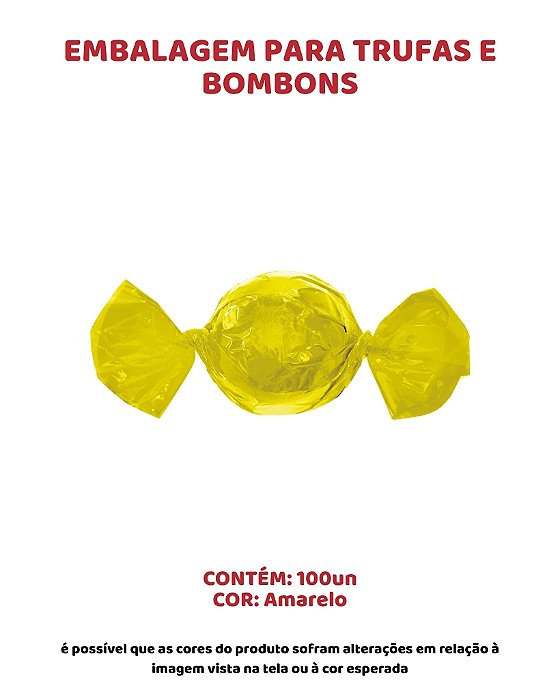 EMBALAGEM PARA TRUFAS E BOMBONS C/100UN - AMARELO