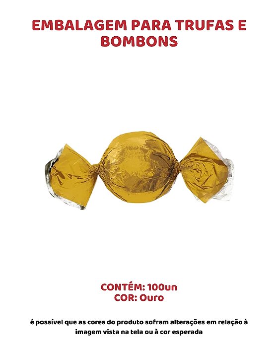 EMBALAGEM PARA TRUFAS E BOMBONS C/100UN - OURO