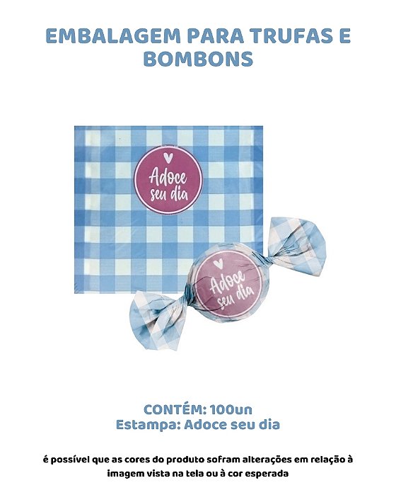 EMBALAGEM PARA TRUFAS E BOMBONS C/100UN - ESTAMPA ADOCE SEU DIA