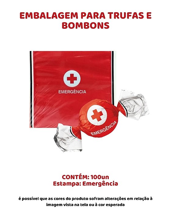 EMBALAGEM PARA TRUFAS E BOMBONS C/100UN - ESTAMPA EMERGÊNCIA