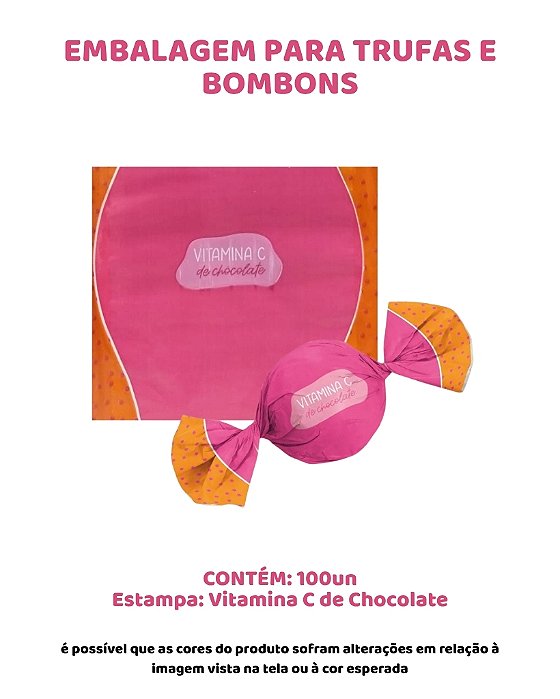 EMBALAGEM PARA TRUFAS E BOMBONS C/100UN - ESTAMPA VITAMINA C