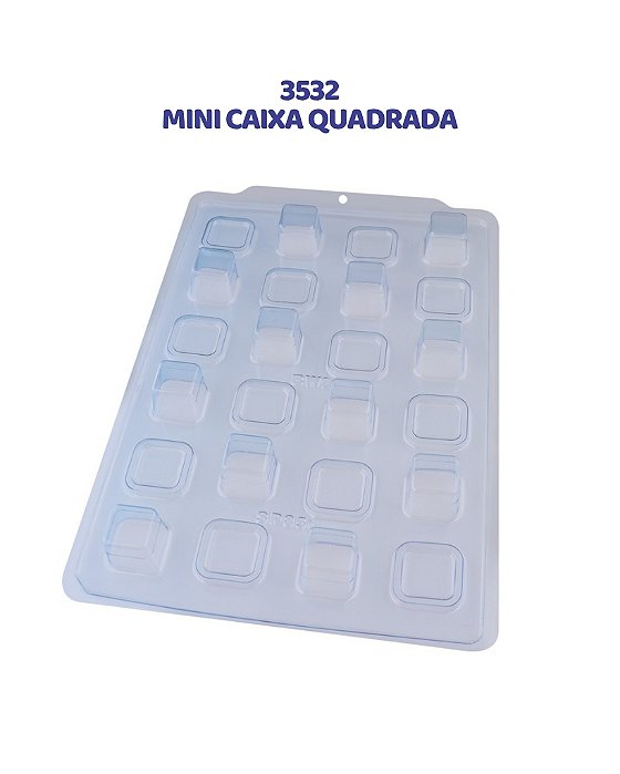 FORMA DE ACETATO 3 PARTES - MINI CAIXA QUADRADA (3532)