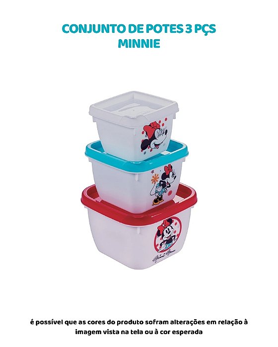 CONJUNTO DE POTES MINNIE - 3 PEÇAS