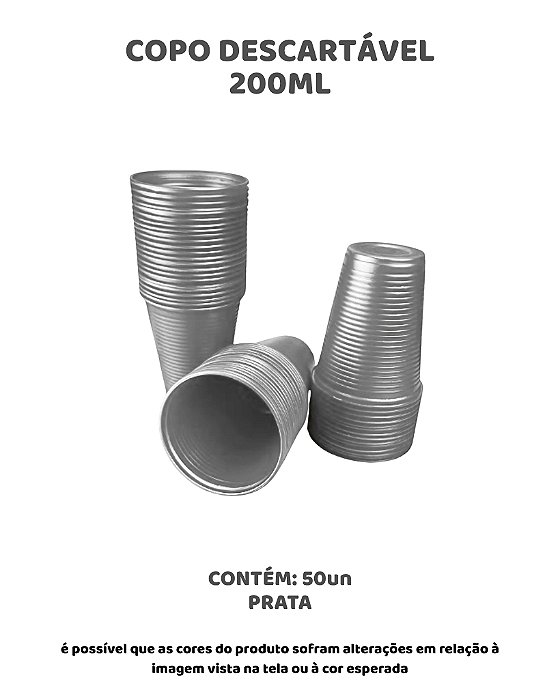 COPO DESCARTÁVEL 200ml - PRATA C/50UN