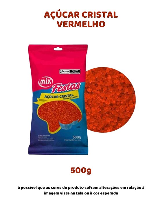 AÇÚCAR CRISTAL 500g - VERMELHO