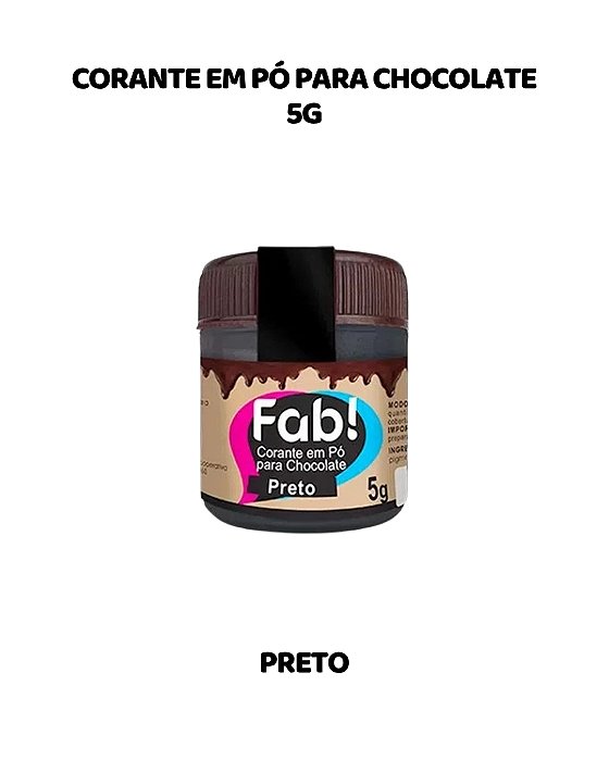 CORANTE EM PÓ 5g PARA CHOCOLATE - PRETO