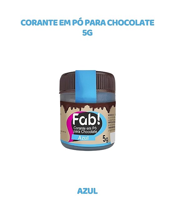 CORANTE EM PÓ 5g PARA CHOCOLATE - AZUL