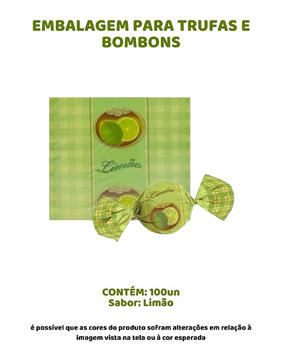 EMBALAGEM PARA TRUFAS E BOMBONS C/100UN - LIMÃO - CROMUS
