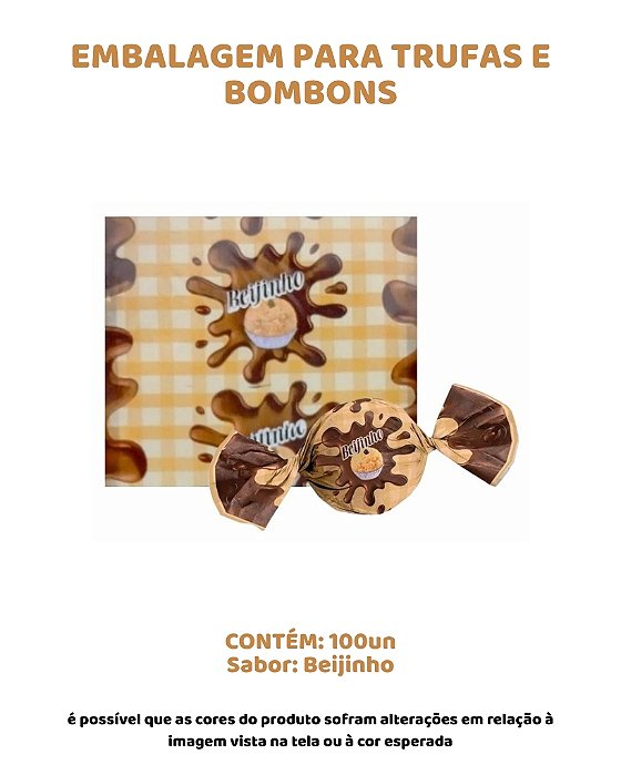 EMBALAGEM PARA TRUFAS E BOMBONS C/100UN - BEIJINHO