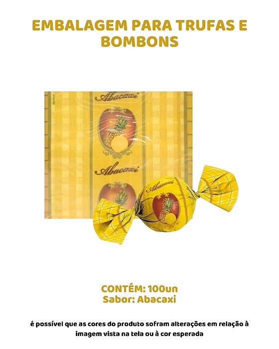 EMBALAGEM PARA TRUFAS E BOMBONS C/100UN - ABACAXI