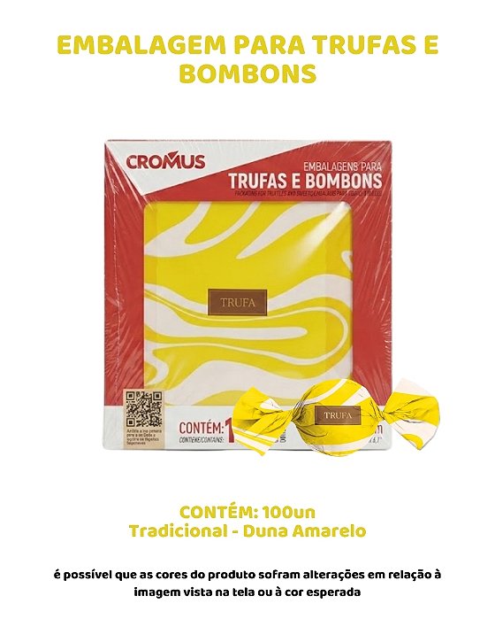 EMBALAGEM PARA TRUFAS E BOMBONS C/100UN - TRUFA TRADICIONAL DUNA AMARELO