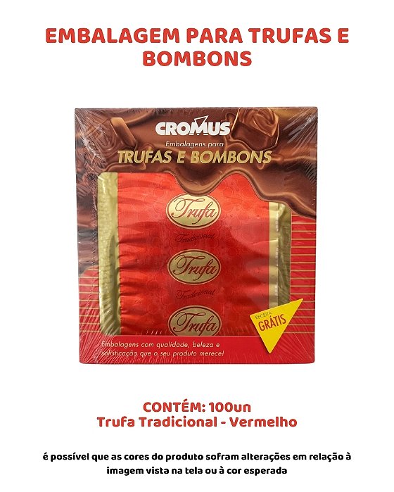 EMBALAGEM PARA TRUFAS E BOMBONS C/100UN - TRUFA TRADICIONAL VERMELHO