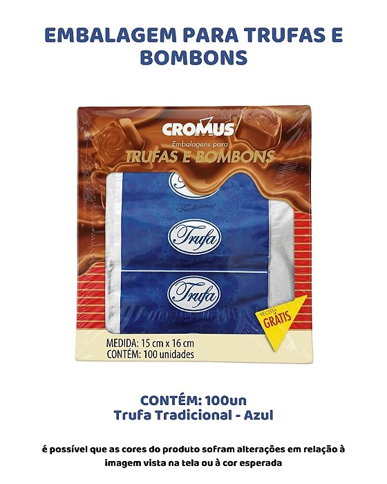 EMBALAGEM PARA TRUFAS E BOMBONS C/100UN - TRUFA TRADICIONAL AZUL
