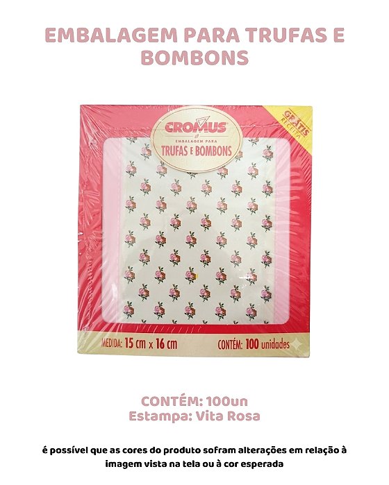EMBALAGEM PARA TRUFAS E BOMBONS C/100UN - VITA ROSA