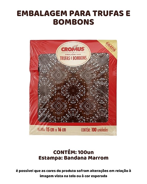 EMBALAGEM PARA TRUFAS E BOMBONS C/100UN - BANDANA MARROM