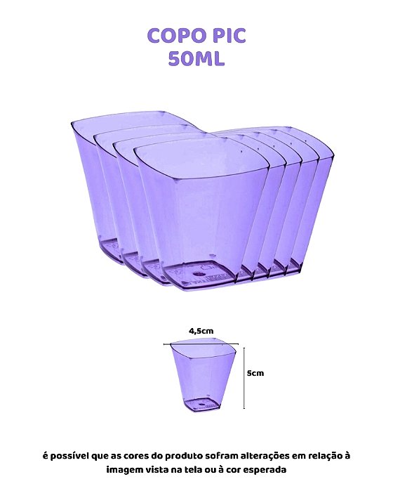 COPO PIC 50ml C/10UN - ROXO TRANSLÚCIDO