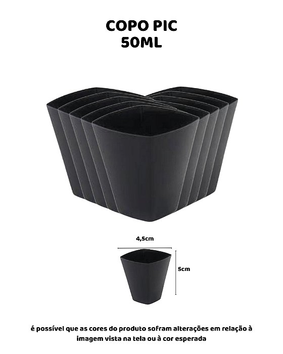 COPO PIC 50ml C/10UN - PRETO