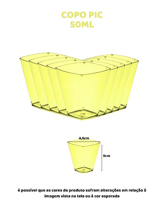 COPO PIC 50ml C/10UN - AMARELO TRANSLÚCIDO