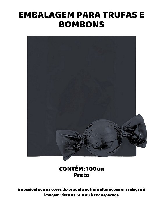 EMBALAGEM PARA TRUFAS E BOMBONS C/100UN - PRETO - EMBALE