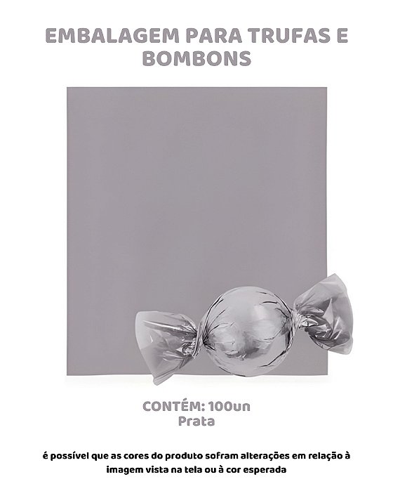 EMBALAGEM PARA TRUFAS E BOMBONS C/100UN - PRATA
