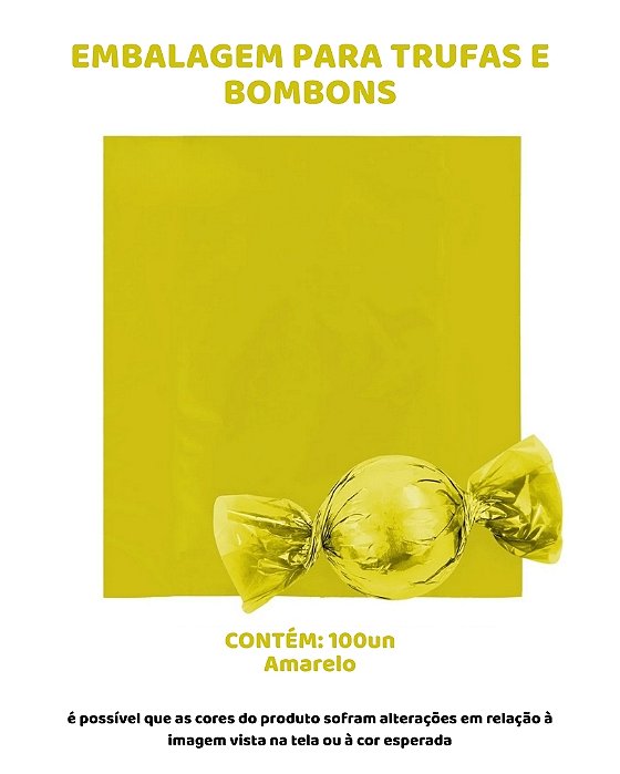 EMBALAGEM PARA TRUFAS E BOMBONS C/100UN - AMARELO