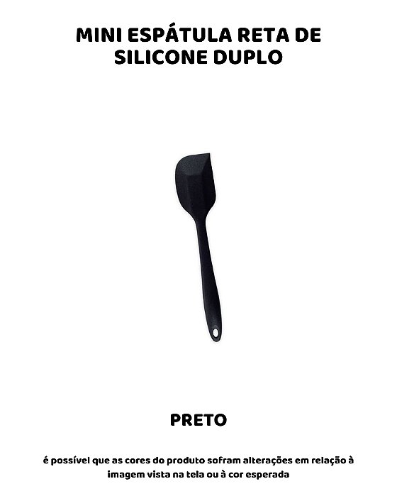 ESPÁTULA RETA MINI DE SILICONE DUPLO - PRETO