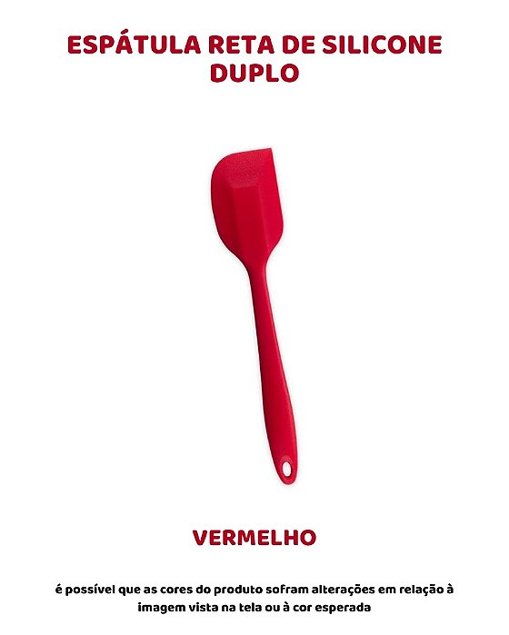 ESPÁTULA RETA DE SILICONE DUPLO - VERMELHO