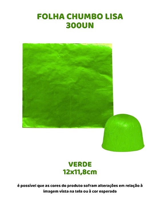 FOLHA CHUMBO 12X11,8CM LISA C/300UN - VERDE