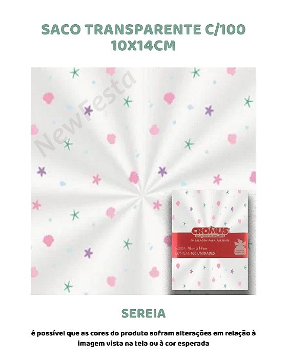 SACO TRANSPARENTE 10x14cm C/100UN - SEREIA - CROMUS